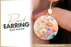 Watercolor flower arrangement floral round earring png Product Image 1