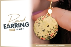 Floral butterflies round earring png Product Image 1