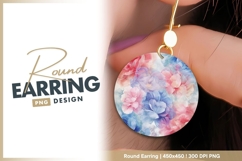 Watercolor floral round earring png Product Image 1