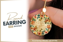 Floral watercolor circle background round earring png Product Image 1