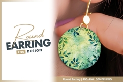 Watercolor green and blue foliage round earring png Product Image 1