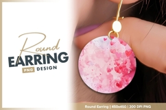 Watercolor heart circle round earring png design Product Image 1