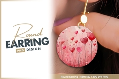 Heart balloons pink background round earring png Product Image 1