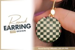 Festive checkered christmas round earring png design Product Image 1