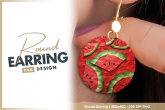 Red Watermelon Slices on Crumpled Paper round earring png Product Image 1