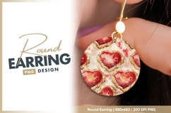 Watercolor Heart Tarts Pattern in a Circle round earring png Product Image 1