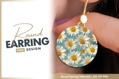 Daisy Flowers with Yellow Centers on Blue round earring png Product Image 1