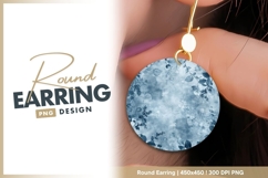 Blue Watercolor Floral Circle Design with round earring png Product Image 1