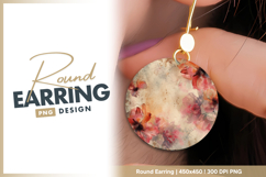 Vintage floral watercolor design with pink Round Earring Product Image 1