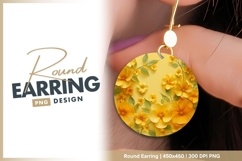 Yellow Floral Arrangement on Yellow Background round earring Product Image 1