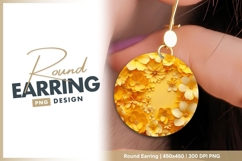 Yellow Paper Flowers Circle Arrangement on round earring png Product Image 1