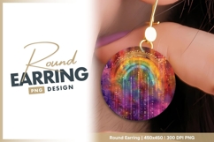 Colorful Watercolor Rainbow Circle with round earring png Product Image 1