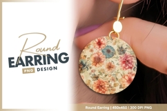 Watercolor Floral Arrangement in a Circle with round earring Product Image 1
