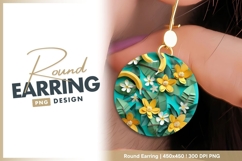 Paper Cutout Bananas Flowers and Leaves on round earring png Product Image 1