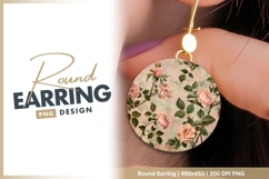 Vintage Rose Floral Arrangement on Textured round earring Product Image 1