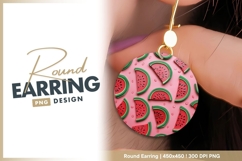Watermelon Slices on Pink Background with round earring png Product Image 1