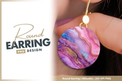 Abstract Pink Purple Blue and Gold Fluid round earring png Product Image 1