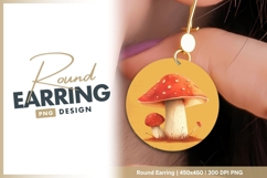 Watercolor Illustration of Red Mushrooms round earring png Product Image 1