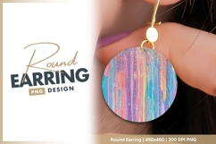 Colorful Abstract Paint Flowing Downward round earring png Product Image 1