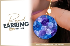 Watercolor Floral Pattern in Blue and round earring png Product Image 1