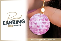 Watercolor Hearts Pattern in Pink and Purple round earring Product Image 1