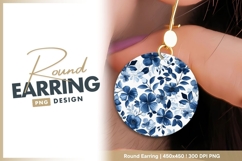 Blue Floral Pattern on White Background round earring png Product Image 1