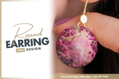 Pink Floral Circle Composition with Blossoms round earring Product Image 1