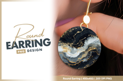 Abstract fluid art with gold accents Round Earring Product Image 1
