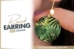 Tropical Leaf Pattern in a Circle Green round earring png Product Image 1