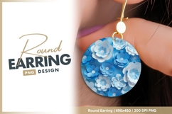 Blue and White Paper Flowers in a Circle round earring png Product Image 1