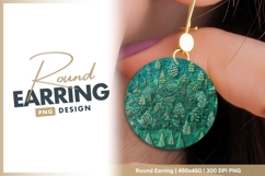 Embroidered Forest Scene in Shades of round earring png Product Image 1