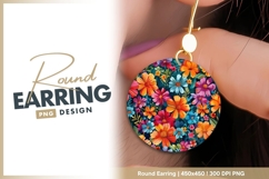 Colorful Floral Arrangement in a Circular round earring png Product Image 1