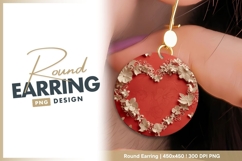 Red Circle with White Floral Heart Arrangement round earring Product Image 1