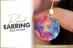 Abstract Fluid Art in a Circle with Swirls of round earring Product Image 1