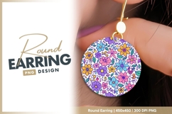 Colorful Floral Pattern in a Circle with Flowers earring png Product Image 1