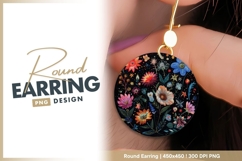 Colorful Floral Arrangement in a Circle round earring png Product Image 1