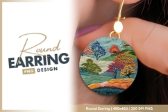 Embroidered Landscape with Colorful round earring png Product Image 1