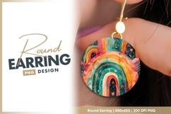 Watercolor Rainbow Illustration with Colorful round earring Product Image 1
