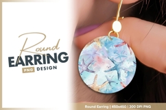Watercolor Starfish Pattern on a Blue round earring png Product Image 1
