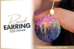 Abstract Circle Art with Pink Yellow Blue round earring png Product Image 1
