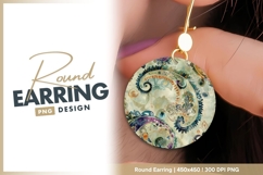 Circular Paisley Pattern in Teal Orange round earring png Product Image 1