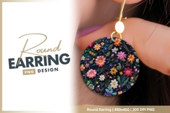 Embroidered Floral Pattern in a Circular round earring png Product Image 1