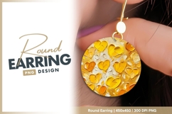 Yellow Heart Shaped Petals on Gold Background Round Earring Product Image 1