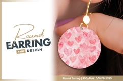 Watercolor Hearts Pattern in a Circle round earring png Product Image 1