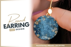 Blue Floral Circle Design with Gold and Round earring png Product Image 1
