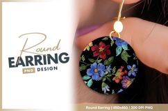 Embroidered Floral Pattern in a Circle with round earring Product Image 1