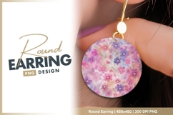 Watercolor Floral Arrangement in Circular round earring png Product Image 1