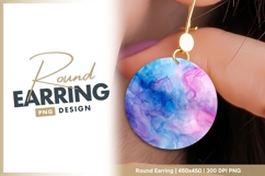 Abstract Watercolor Swirls in Blue Purple round earring png Product Image 1