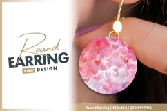 Watercolor Hearts in Pink and Red on a Round earring png Product Image 1