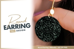 Black and Teal Floral Pattern in a Circle round earring png Product Image 1